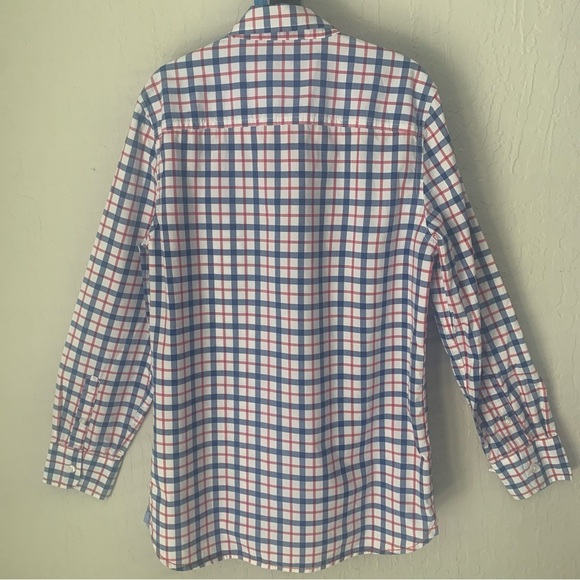 BODEN Casual Button Front Shirt Cotton Plaid Red White & Blue Poplin Preppy - Picture 5 of 14